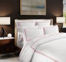 400 Thread Count White 100% Cotton Sateen 3 line embroidery Border Duvet Cover Set