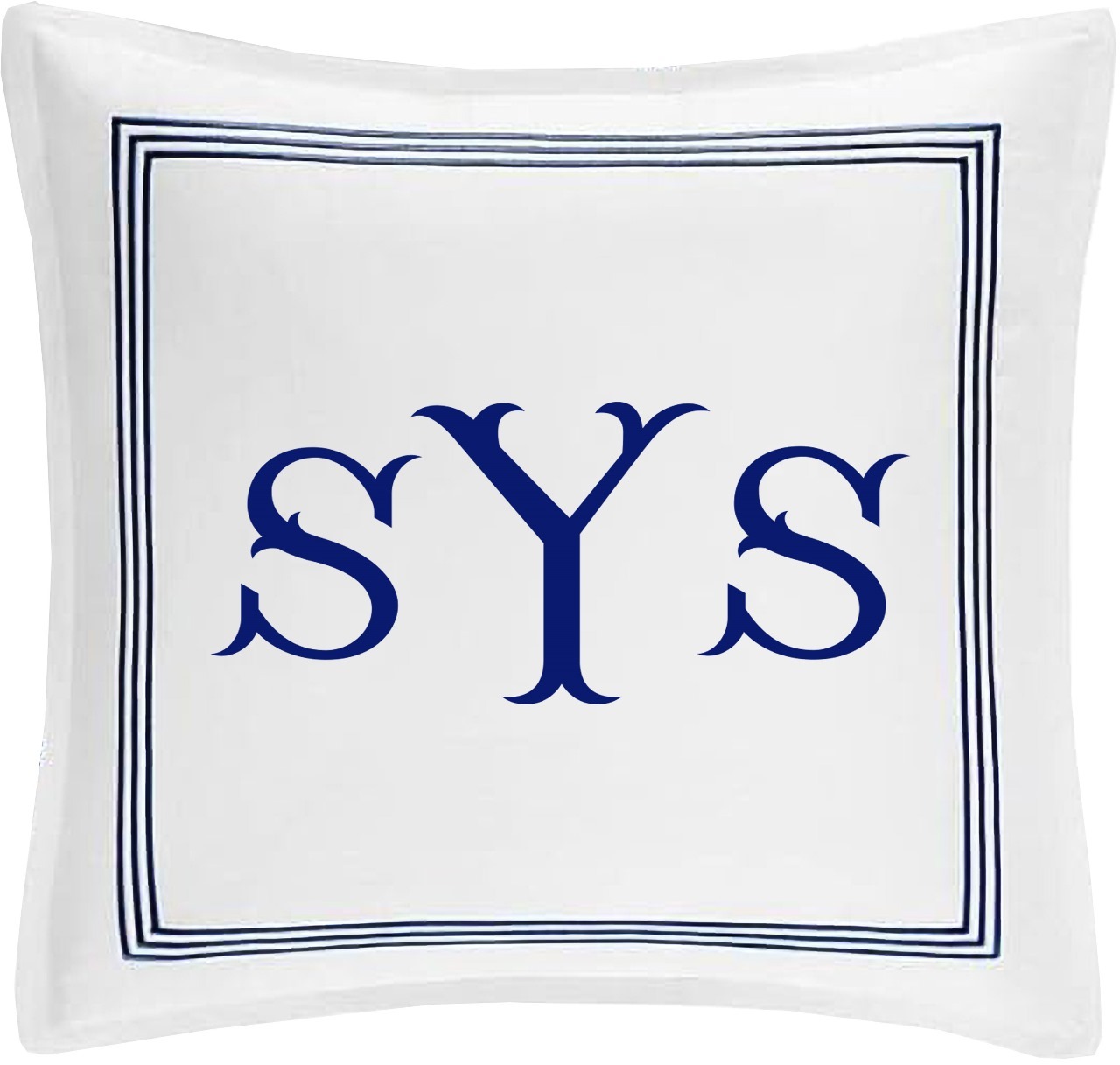 Personalized Monogrammed 400 Thread Count White 100% Cotton Sateen Hotel Stitch 3 line Embroidery Euro Shams - Image 3