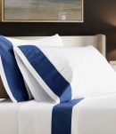 400 Thread Count White 100% Cotton Sateen Border Frame Sheet Set