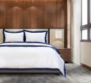 400 Thread Count white 100% Cotton Sateen Hotel Stitch Edge Border Frame Duvet cover set