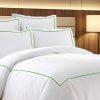 400 Thread Count White Cotton Sateen Hotel Stitch Duvet Cover Set in Single Embroidery Border 1 Duvet Cover and 2 Pillow Sham Cover - Image 4