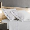 400 Thread Count White 100% Cotton Sateen Single Embroidery Border 4 Piece Sheet Set - Image 6