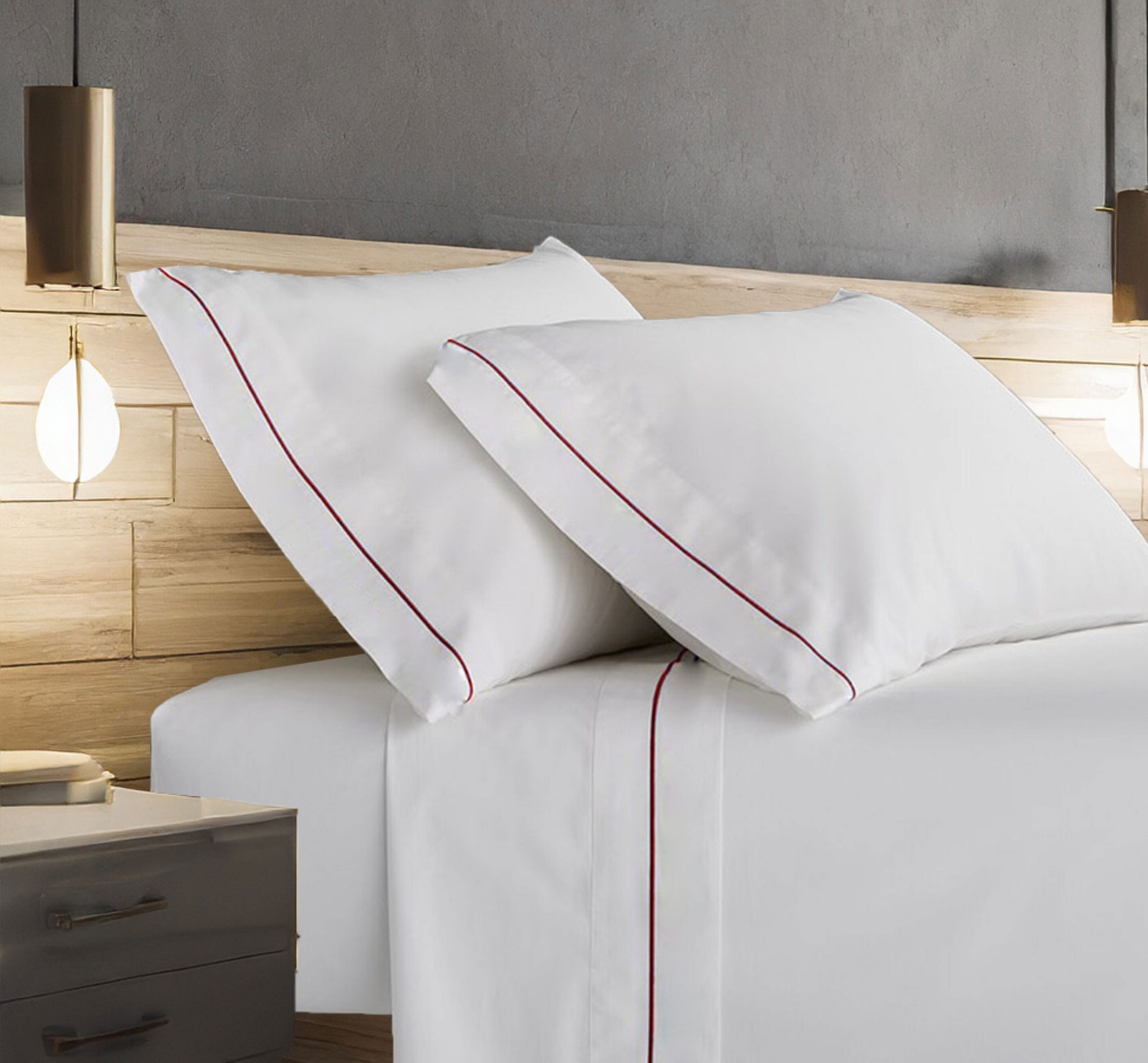 400 Thread Count White 100% Cotton Sateen Single Embroidery Border 4 Piece Sheet Set - Image 3
