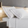 400 Thread Count White 100% Cotton Sateen Single Embroidery Border 4 Piece Sheet Set - Image 4