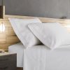 400 Thread Count White 100% Cotton Sateen Single Embroidery Border 4 Piece Sheet Set - Image 5