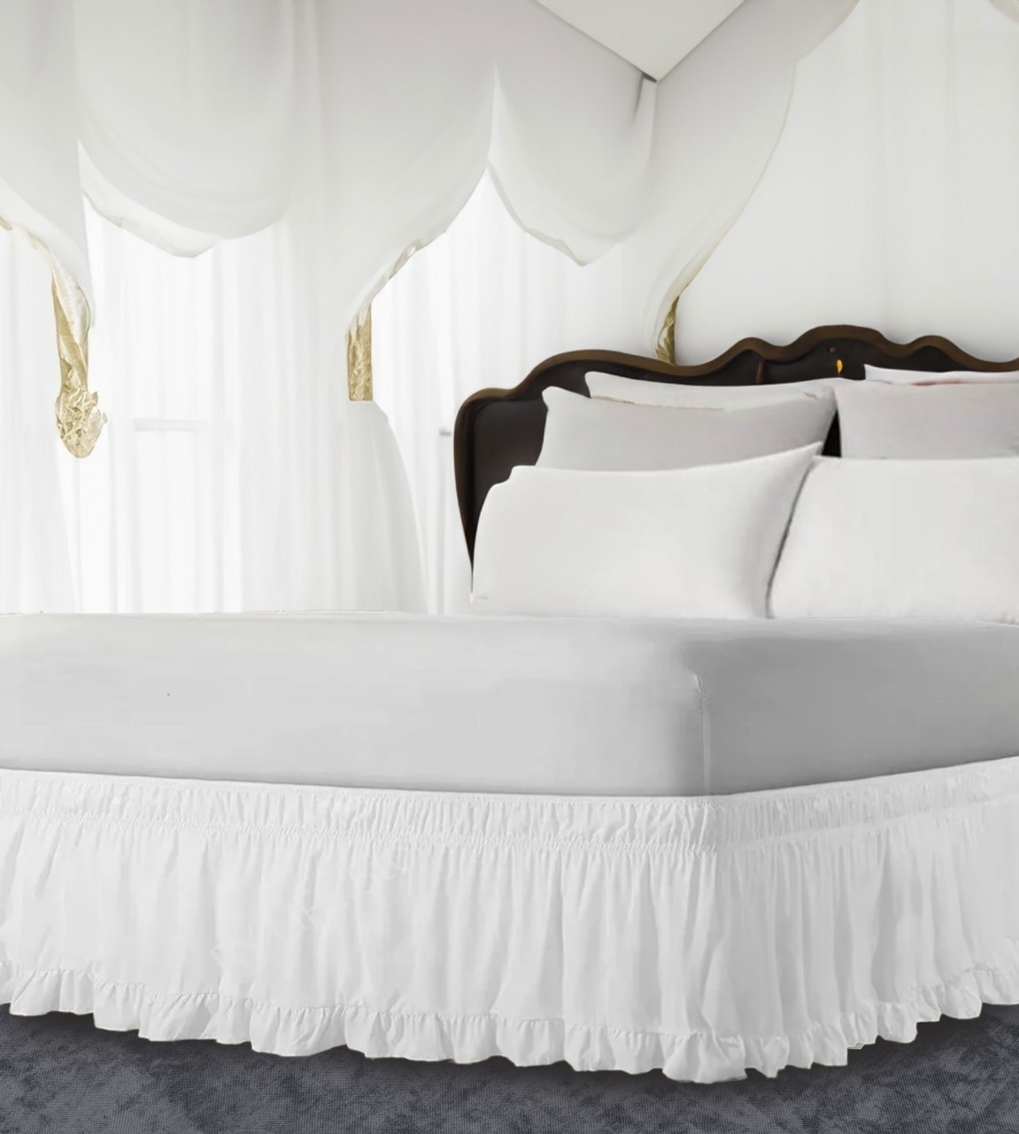 Wrap Around Bed Skirt Easy Fit Bed Skirt 3 Sided 100% Cotton Sateen - Image 2