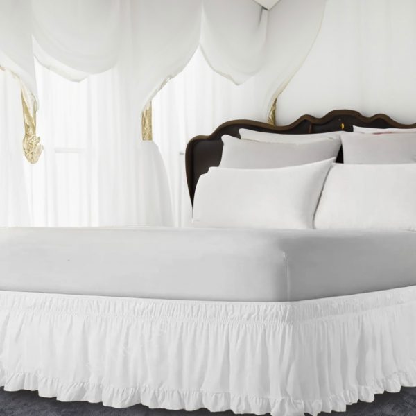 Wrap Around Bed Skirt Easy Fit Bed Skirt 3 Sided 100% Cotton Sateen