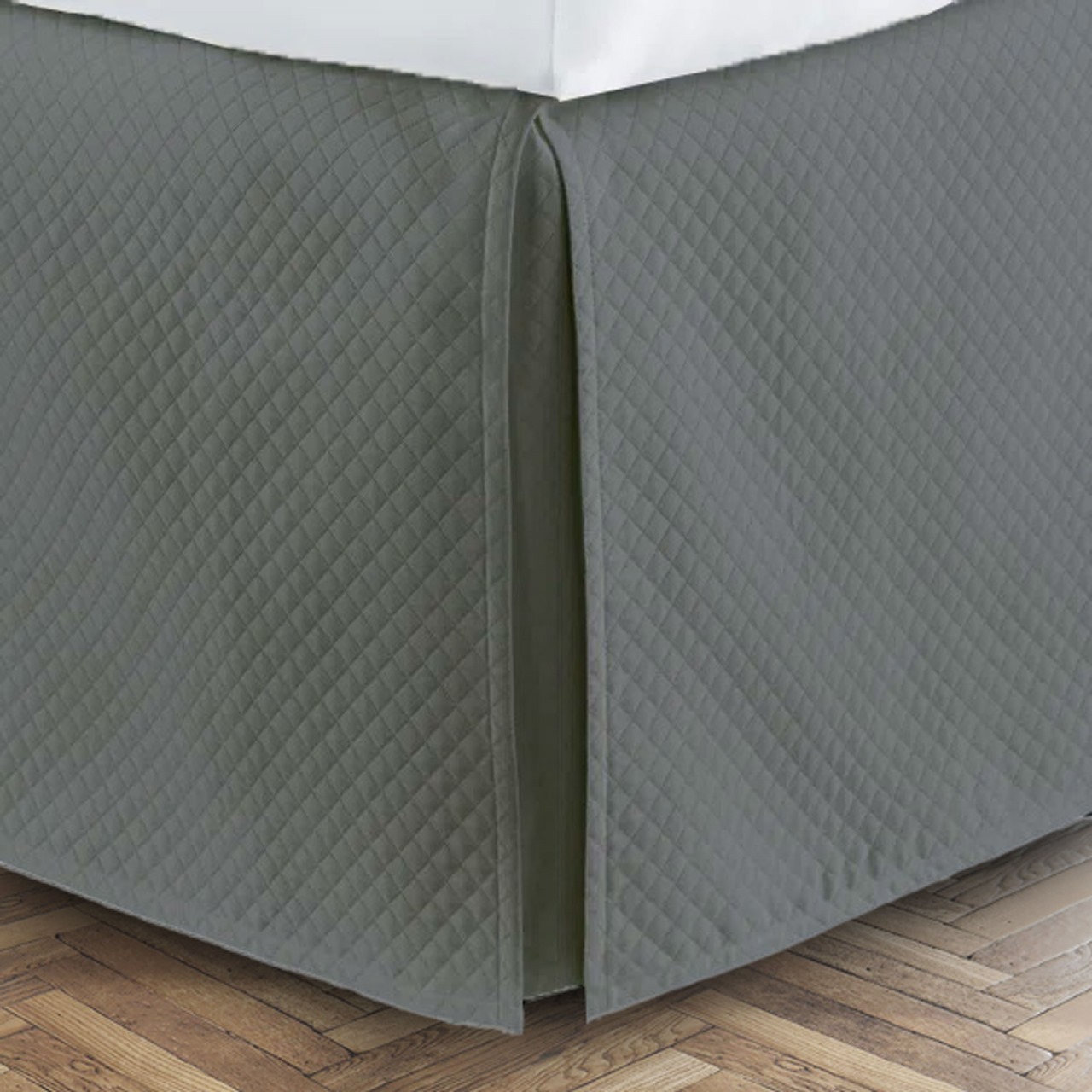 400 Thread Count 100% Cotton Sateen Diamond Cotton Quilting Bed Skirt Three Sided Coverage with Platform - Image 4