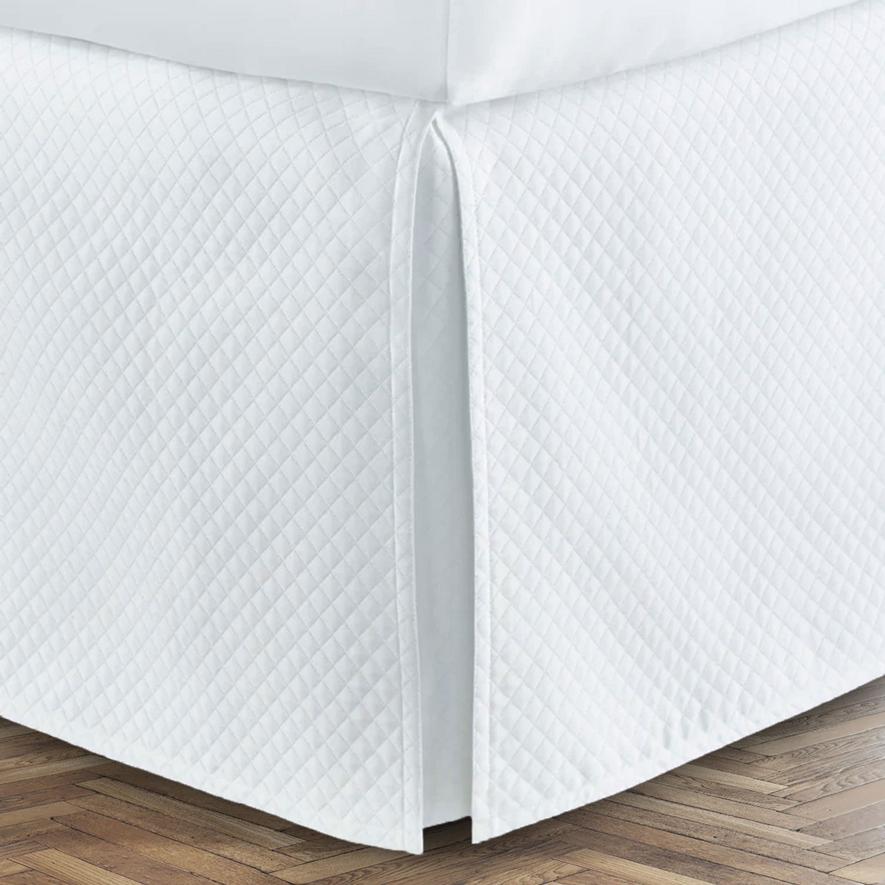 400 Thread Count 100% Cotton Sateen Diamond Cotton Quilting Bed Skirt Three Sided Coverage with Platform - Image 6