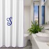 Personalized Monogram White 100% Cotton Sateen scalloped And Border Embroidery shower Curtain - Image 3