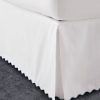 400 Thread Count White Cotton Sateen Scalloped Embroidery Tailored Bed Skirt Three Sided Coverage with Platform - Image 4
